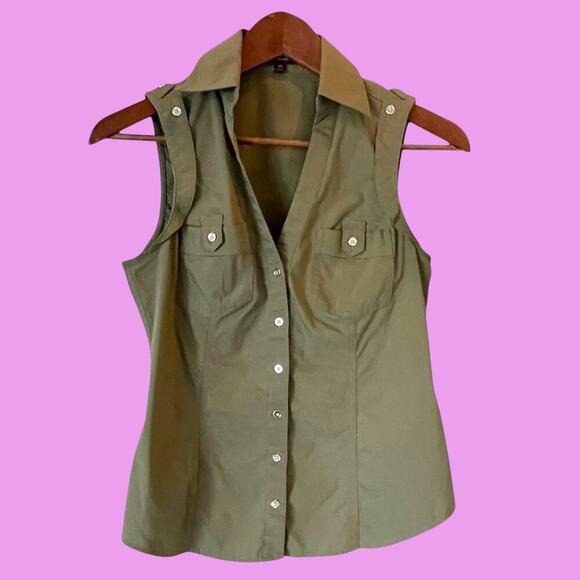 Express Tops - Sleeveless button down utility shirt